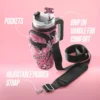 Jetsetter Hydration rostfritt stålmugg med handtag, sugrör och lock samt neoprenväska
