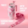 Jetsetter Hydration rostfritt stålmugg med handtag, sugrör och lock samt neoprenväska