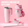 Jetsetter Hydration rostfritt stålmugg med handtag, sugrör och lock samt neoprenväska