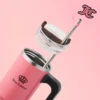 Jetsetter Hydration rostfritt stålmugg med handtag, sugrör och lock samt neoprenväska