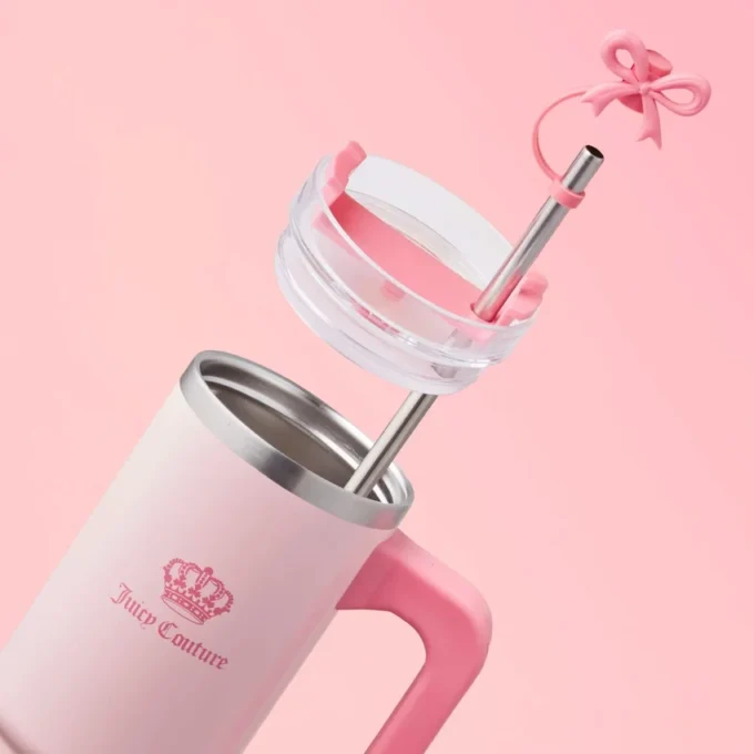 Jetsetter Hydration rostfritt stålmugg med handtag, sugrör och lock samt neoprenväska