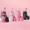 Jetsetter Hydration rostfritt stålmugg med handtag, sugrör och lock samt velourväska med axelrem