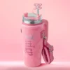 Jetsetter Hydration rostfritt stålmugg med handtag, sugrör och lock samt velourväska med axelrem