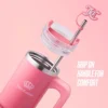 Jetsetter Hydration rostfritt stålmugg med handtag, sugrör och lock samt velourväska med axelrem