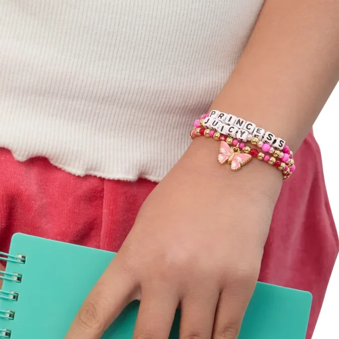 Juicy Pink Butterfly-armbandset med pärlor för barn