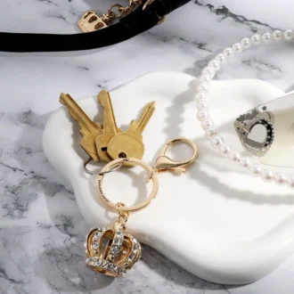 Kroncharm med strass, nyckelring och väskcharm