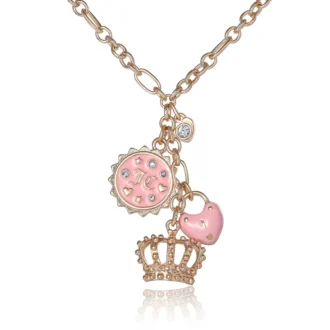 Lager-på-lager-halsband med rosa emaljdetaljer