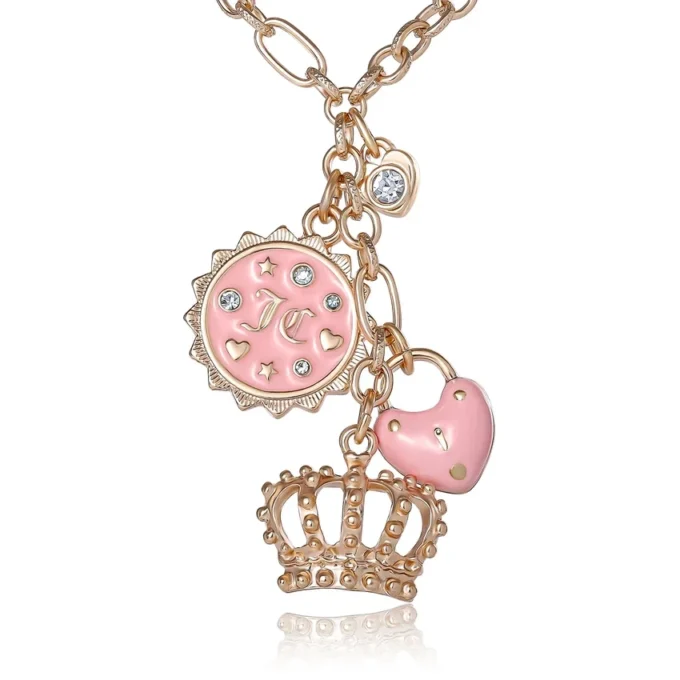 Lager-på-lager-halsband med rosa emaljdetaljer