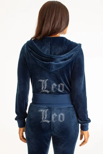 Leo anpassningsbar Big Bling-velourhuvtröja