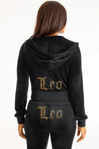 Leo anpassningsbar Big Bling-velourhuvtröja