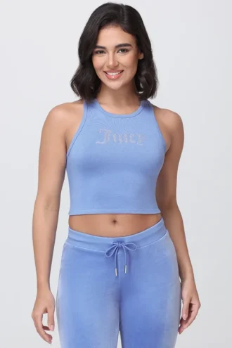 Liten blingad crop-top med hög hals