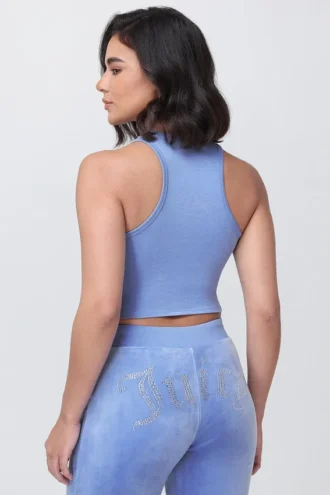 Liten blingad crop-top med hög hals