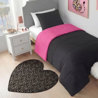 Metallic Leopard Plush Mattor, 3′ Heart