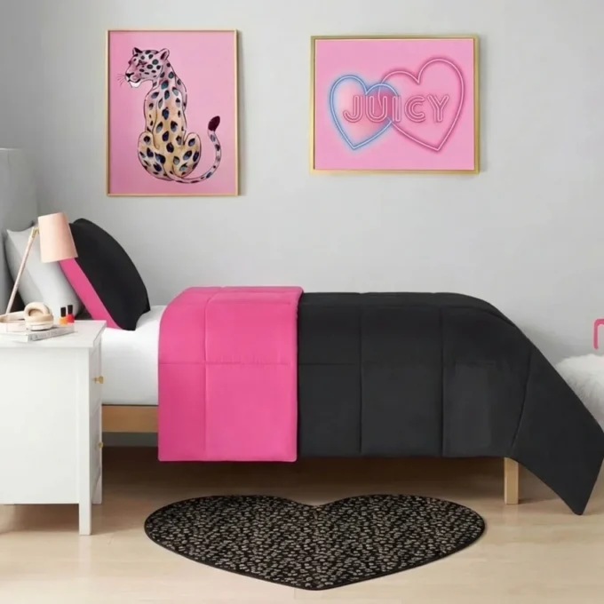 Metallic Leopard Plush Mattor, 3′ Heart