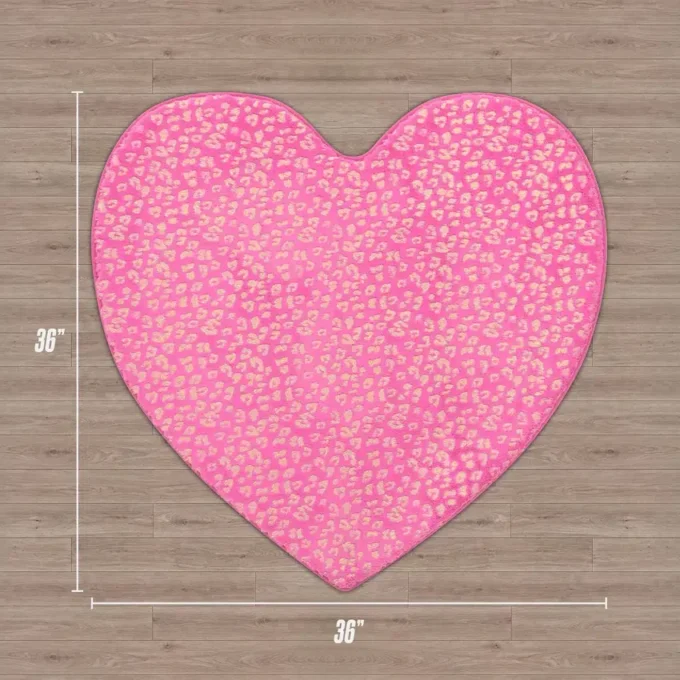 Metallic Leopard Plush Mattor, 3′ Heart