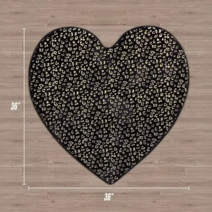 Metallic Leopard Plush Mattor, 3′ Heart