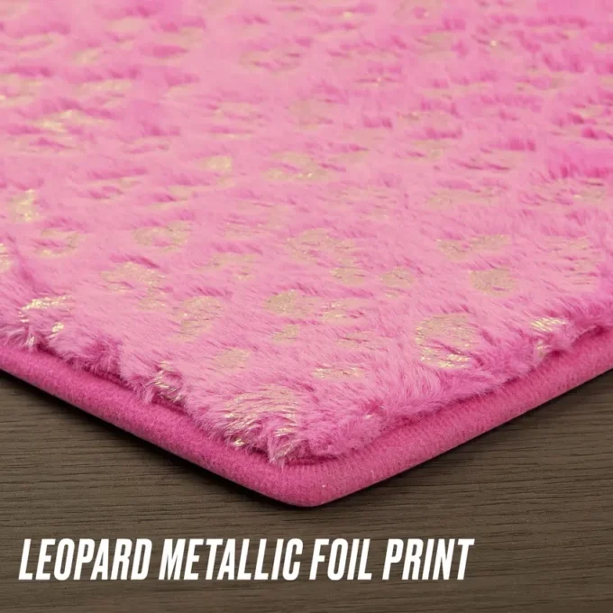 Metallic Leopard Plush Mattor, 3′ Heart