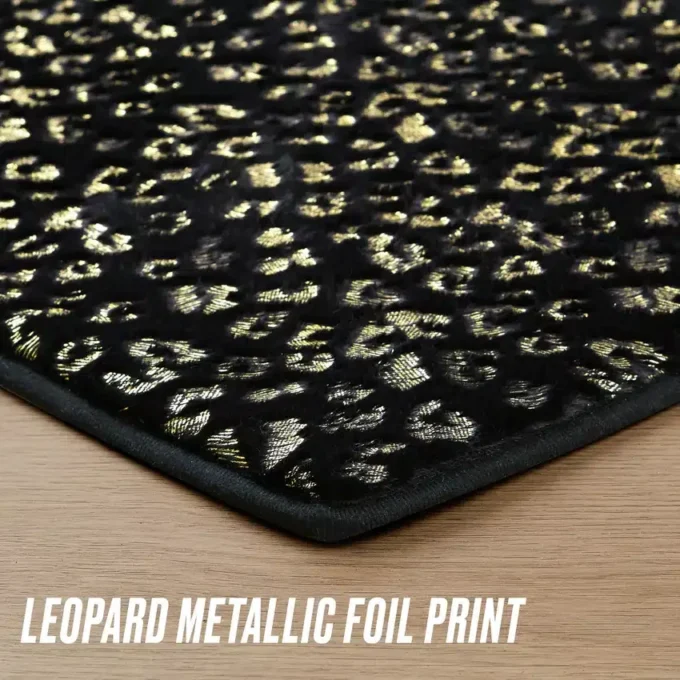 Metallic Leopard Plush Mattor, 3′ Heart