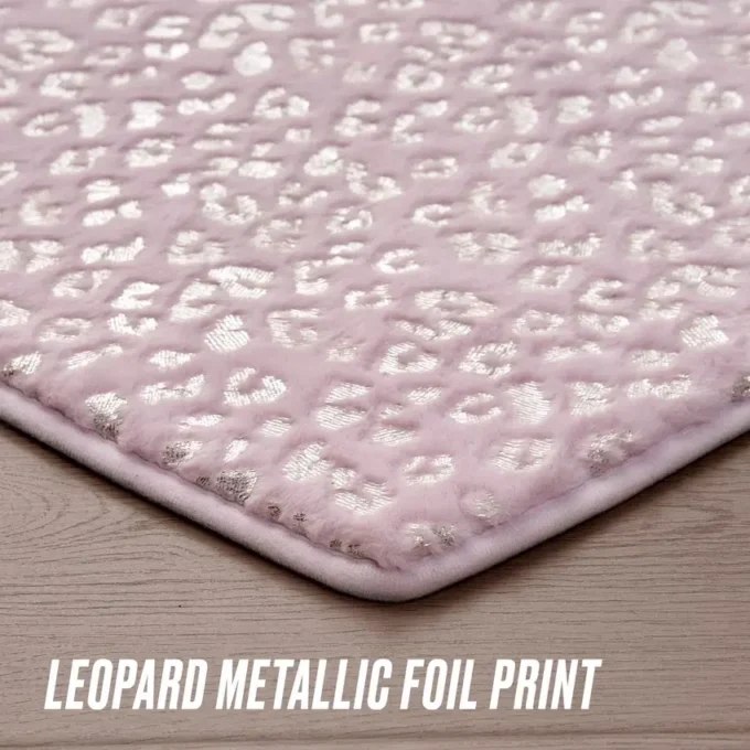 Metallic Leopard Plush Mattor, 3′ Heart