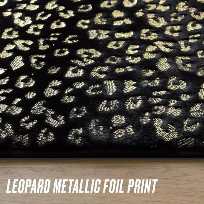 Metallisk leopardmönstrat plyschmattor, 2′ x 6′
