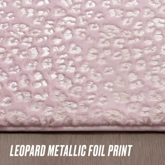 Metallisk leopardmönstrat mjukt mattor, 122 x 183 cm