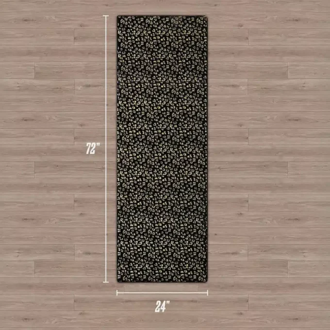Metallisk leopardmönstrat plyschmattor, 2′ x 6′