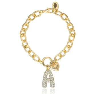 Pava armband med initialcharm, bokstaven A