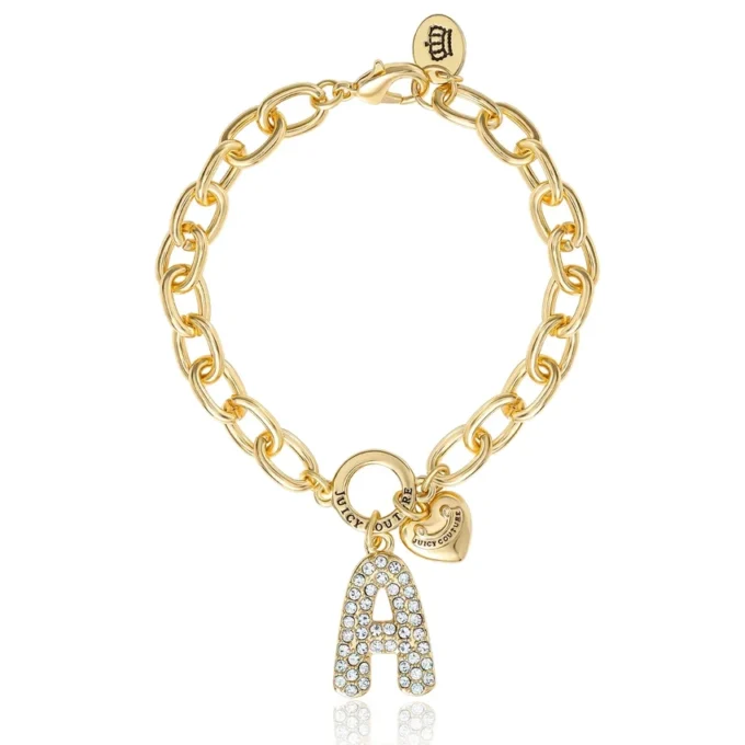 Pava armband med initialcharm, bokstaven A
