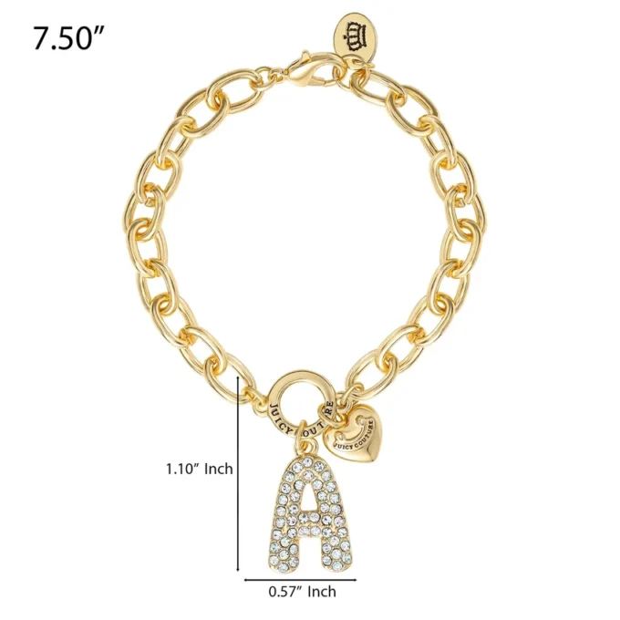 Pava armband med initialcharm, bokstaven A