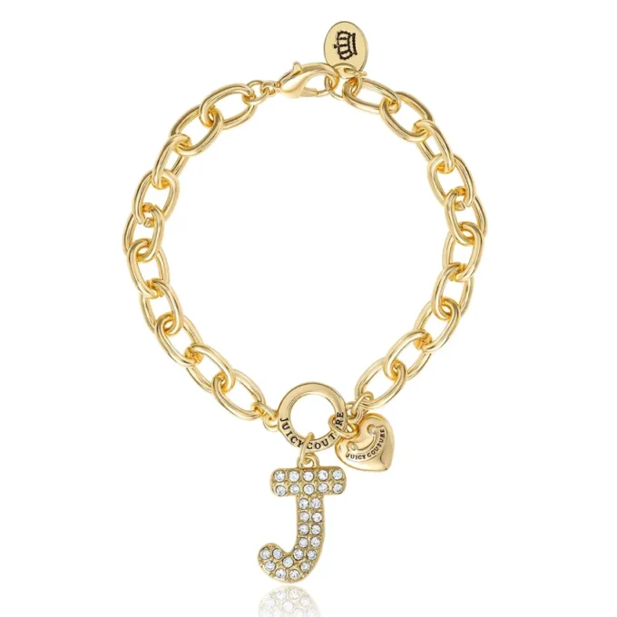Pava armband med initialcharm, bokstaven J