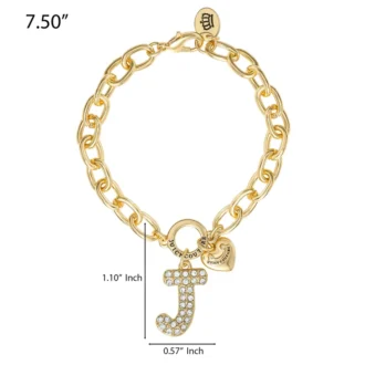 Pava armband med initialcharm, bokstaven J