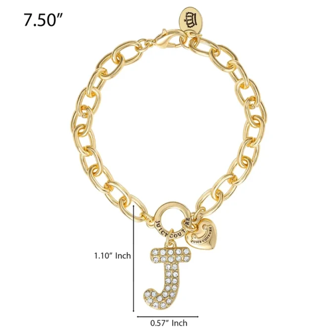 Pava armband med initialcharm, bokstaven J