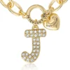 Pava armband med initialcharm, bokstaven J