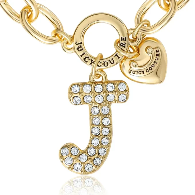 Pava armband med initialcharm, bokstaven J