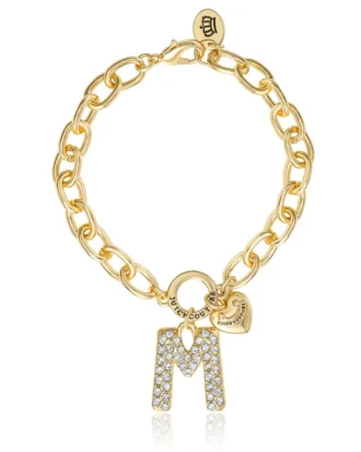 Pava-armband med initialcharm, bokstaven M