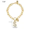 Pava-armband med initialcharm, bokstaven S
