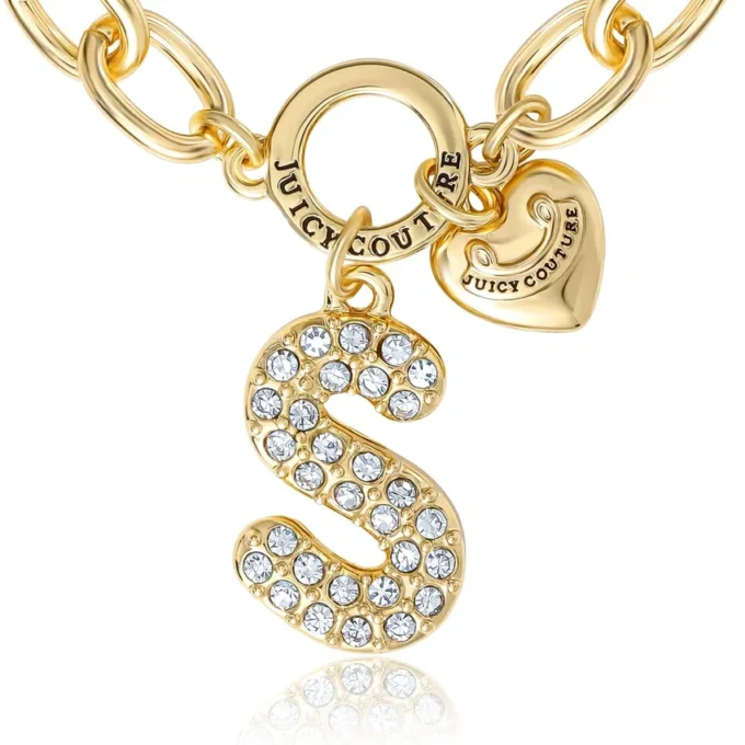 Pava-armband med initialcharm, bokstaven S