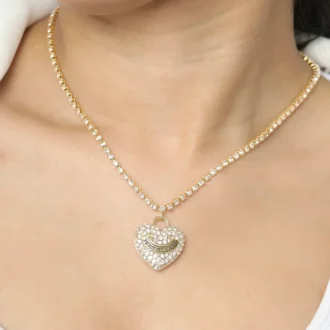 Pava Heart Crystal Chain Halsband
