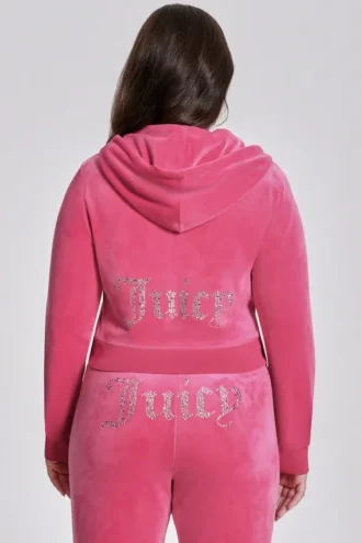 Plus-size Angel Couture Big Bling-huvtröja i velour