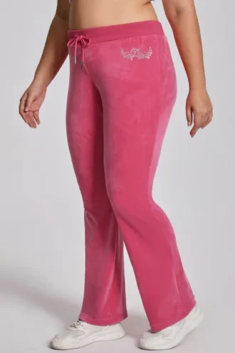 Plus-Size Angel Couture Big Bling Velour Träningsbyxor