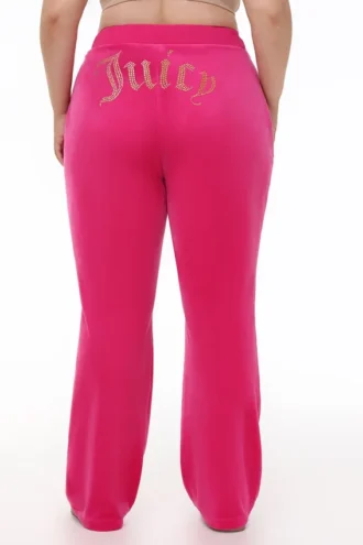 Plus-size Technicolor anpassningsbara Big Bling-velourträningsbyxor