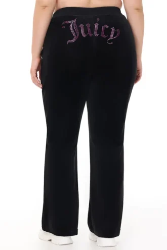Plus-size Technicolor anpassningsbara Big Bling-velourträningsbyxor