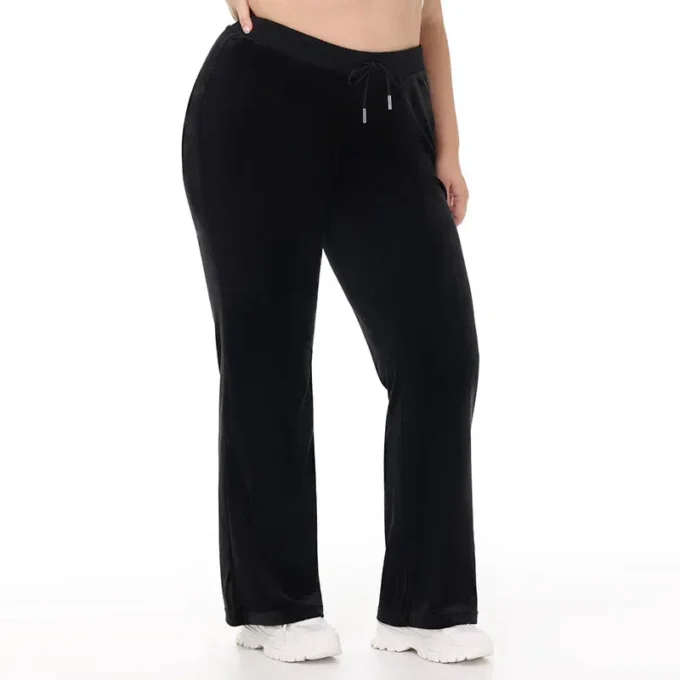 Plus-size Technicolor anpassningsbara Big Bling-velourträningsbyxor