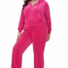 Plus-size Technicolor anpassningsbara Big Bling-velourträningsbyxor