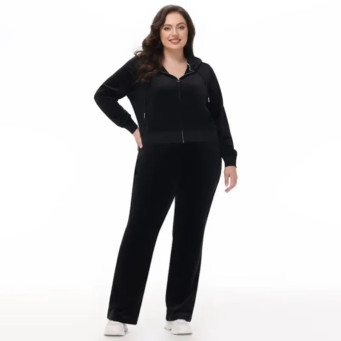 Plus-size Technicolor anpassningsbara Big Bling-velourträningsbyxor