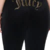 Plus-size Technicolor anpassningsbara Big Bling-velourträningsbyxor