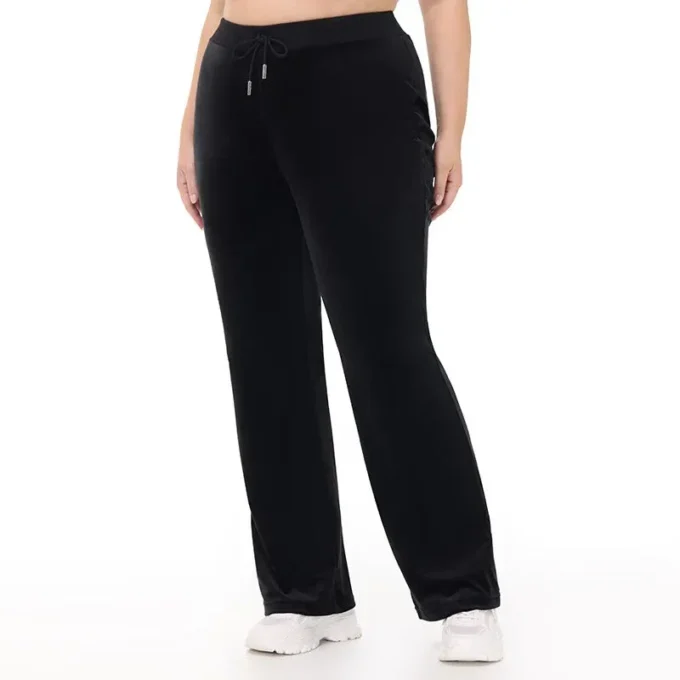 Plus-size Technicolor anpassningsbara Big Bling-velourträningsbyxor