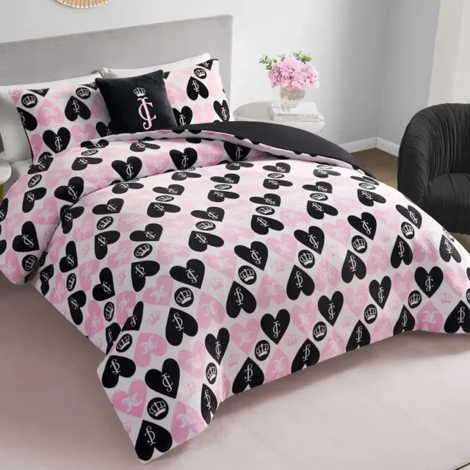 Plush Queen Heart Logo vändbart täckeset