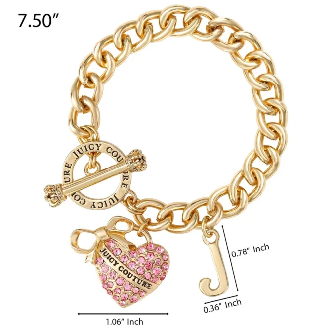 Rosa Pava-hjärta med toggle-lås som armband