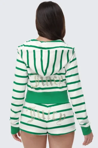 Stripe Bling-frottétröja med huva